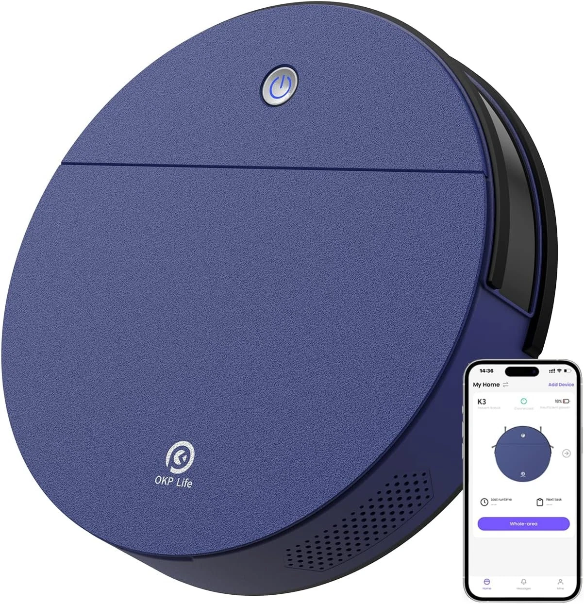 OKP K3 Robot Vacuum Cleaner Self-Charging Robotic Vacuum Cleaner - BLUE