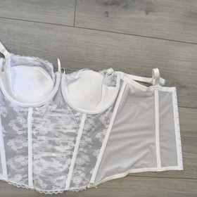 BNWT Vintage Ann Summers White Lace Entice Multi Way Corset Top Size 36C
