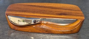 Nambe Blend Bar Board with Stainless Steel Knife. 8.5" x 7" Cheese Charcuterie