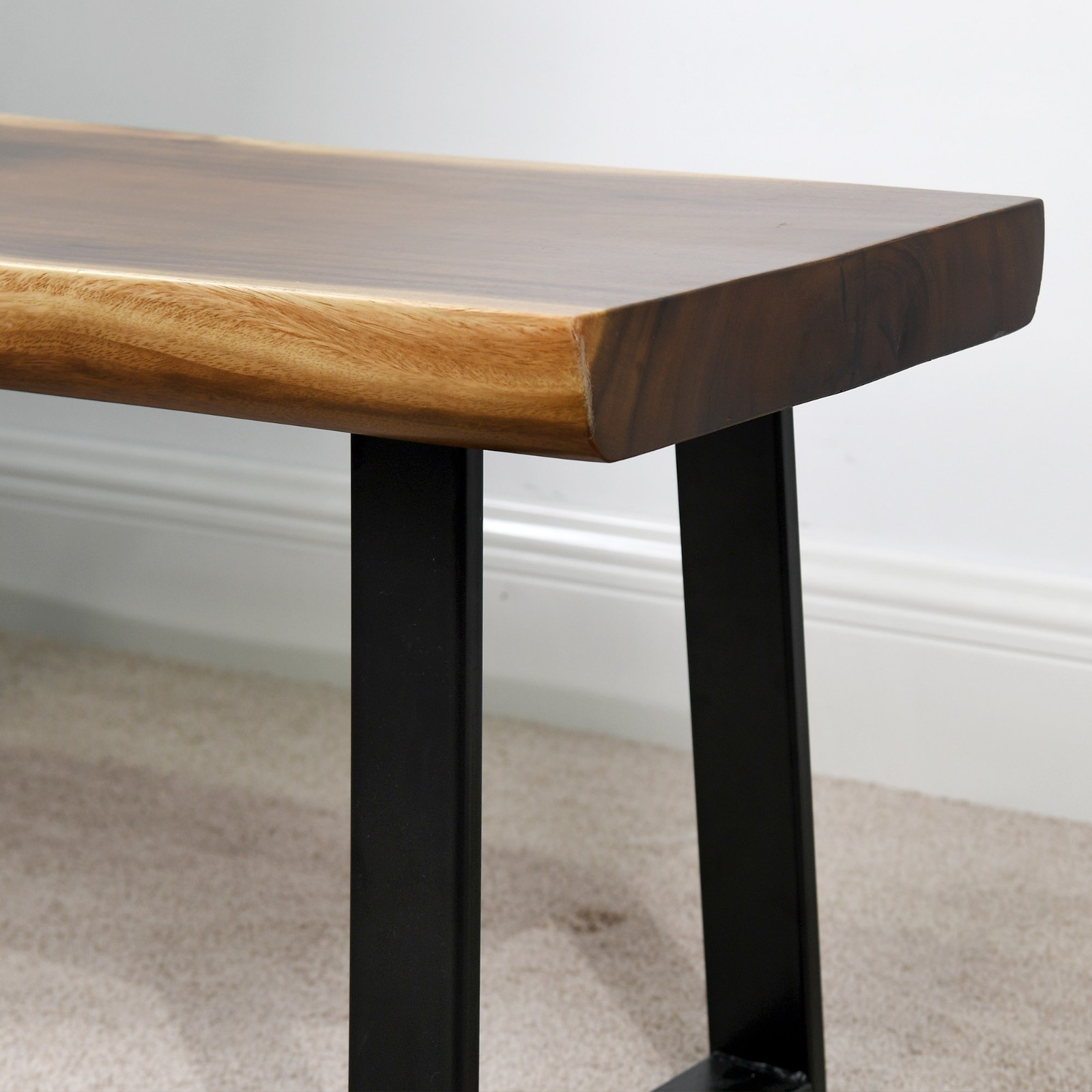 Rustic Suar Bench Table Natural Edge Solid Wood Seat Entryway Hallway Seating