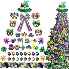 43 Pcs Mardi Gras Theme Tree Decoration Mardi Gras Theme Tree Hanging Ornament C