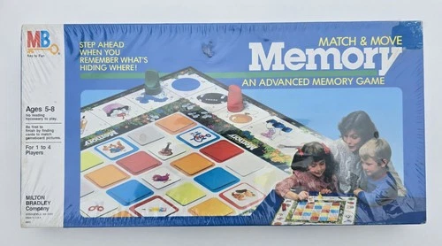 Vtg Match & Move Memory Game NEW SEALED Milton Bradley 1986 Board Kids BOX DMGD
