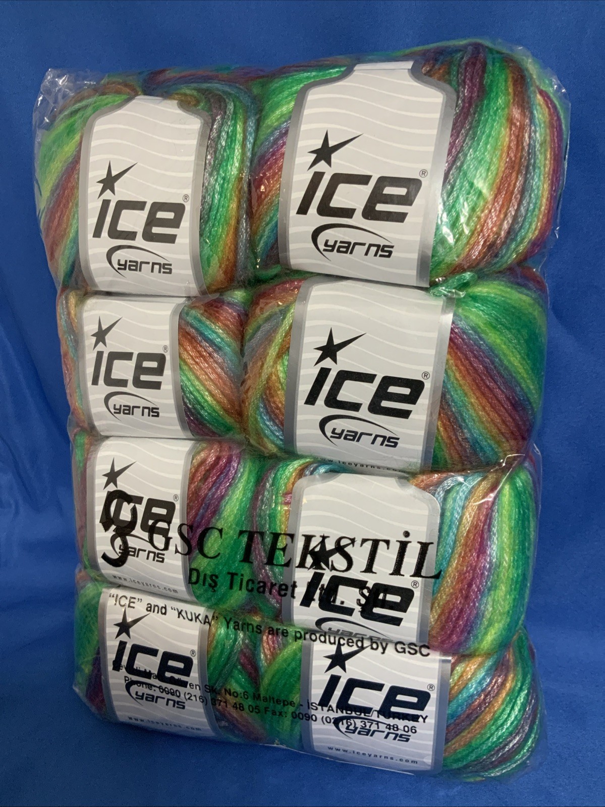 Ice Yarn PICASSO -  1 package 8 skeins 64624 Self Striping. Acrylic / Polyester