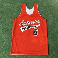 Sz M- Vintage 70s Champion Norton Lancers basketball jersey men  s orange USA 