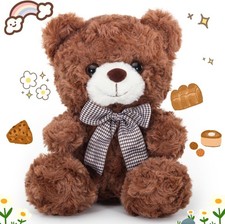 Brown Teddy Bear Plush 8 Inch Soft Stuffed Animal Gift for Kids Valentine Birthd