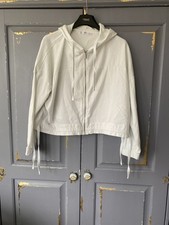 Mango White Cropped Zip-Up Hoodie Size XS/S – Good Condition with Small Marks