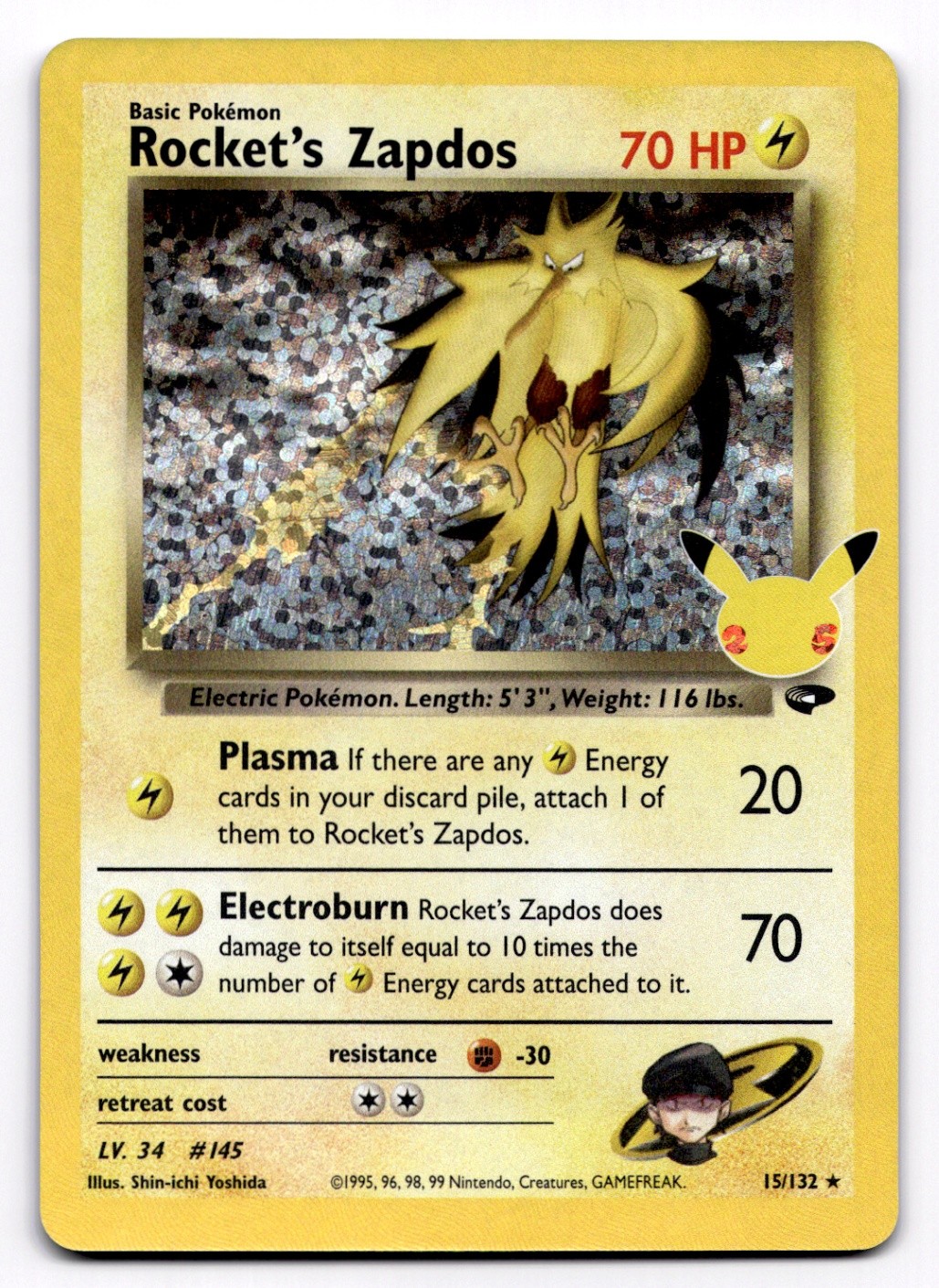 Rocket's Zapdos Celebrations: Classic Collection - Pokemon NM 15/132