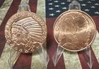 LOT of 2-"INCUSE INDIAN & BUFFALO HIGHLAND MINT"-1 oz each .999 Copper Round — photo 1