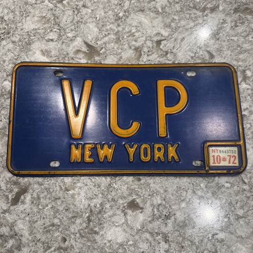 1972 New York VCP Vanity Nummernschild Anhänger Mancave