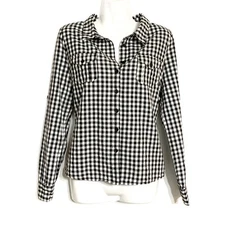 Sugar Rain Black Gingham Button Down Shirt M