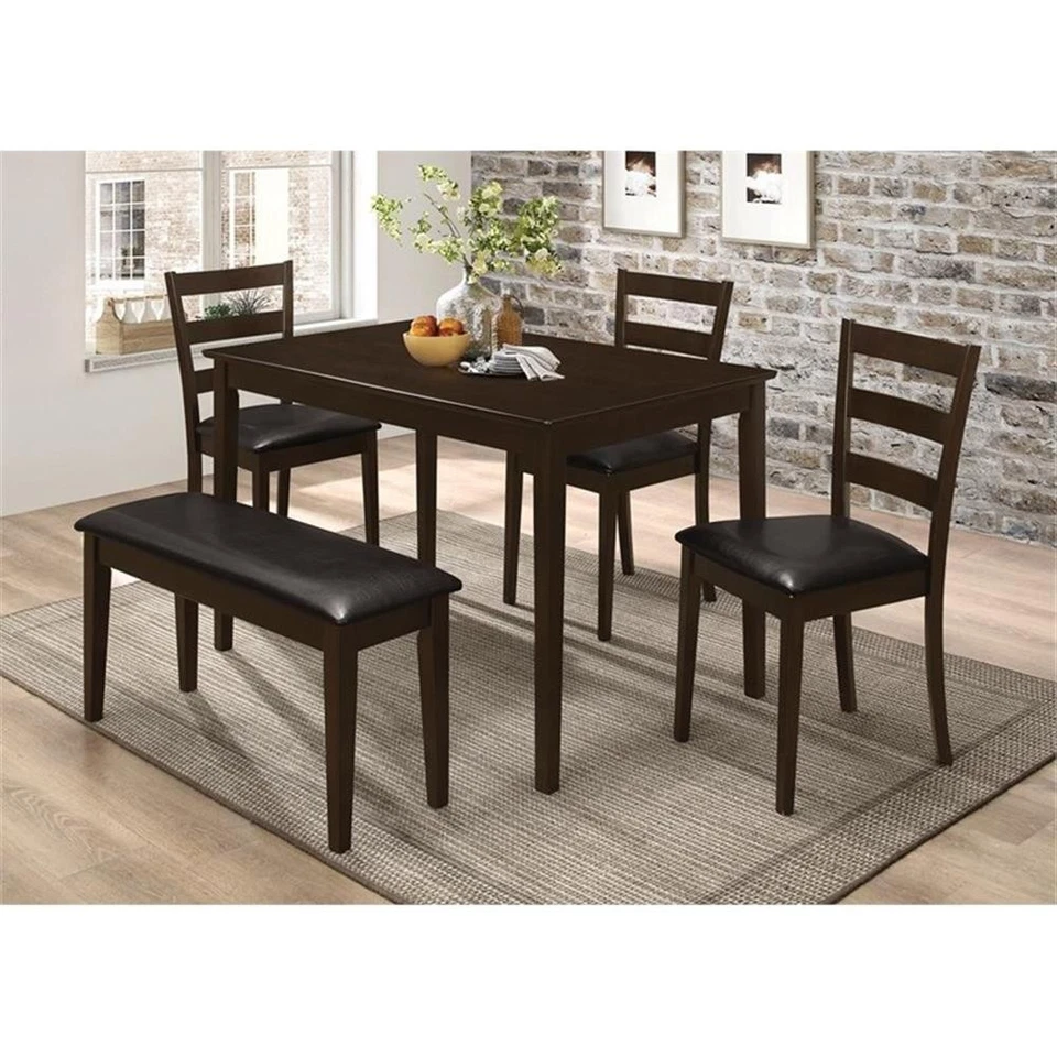 Coaster Guillen 5-piece Wood Dining Set with Bench Cappuccino and Dark Brown - Image 2 of 4