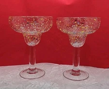 Vibrant Handblown Mexican Margarita Drink Confetti Glasses Textured Set Of 2