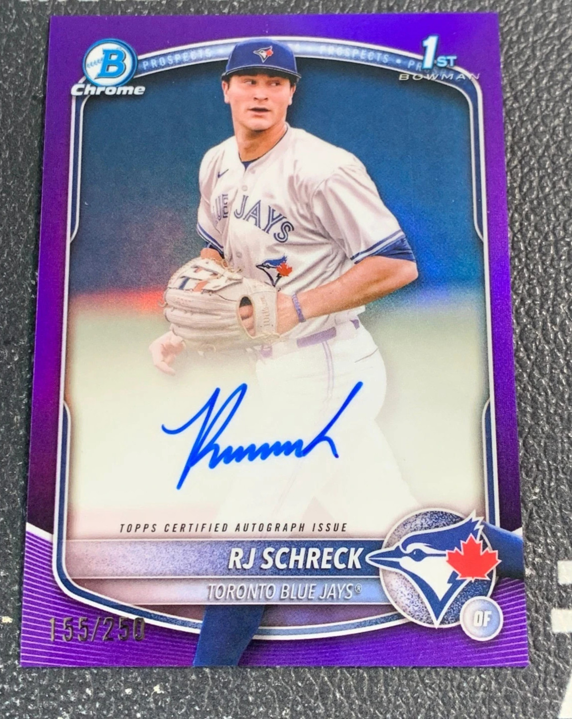 2025 Bowman Chrome 1st RJ Schreck Purple Refractor auto 155/250