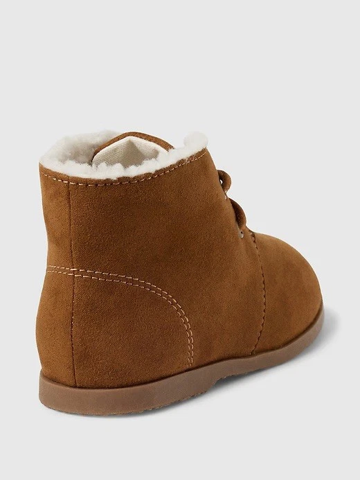 Botas Baby Gap Niño Pequeño Talla 10 Marrón Sherpa Forradas Corbata de Encaje Nuevas con Etiquetas Botines de Invierno Foto 3 de 4