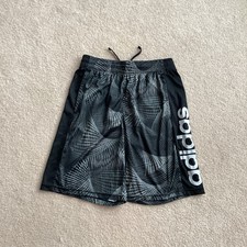 ADIDAS ACTIVEWEAR BOYS SHORTS, 14-16, GRAY/ BLACK/ WHITE, INSIDE WAIST TIE
