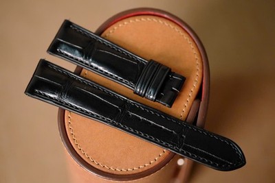 Handmade black Leather Strap for Patek Philippe size 21/18 (or any size)