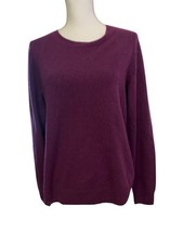 NWT TAHARI Crew Neck Dolman Sleeve 100 2-ply Cashmere Sweater Women L Purple