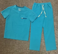 Women s FIGS Scrubs Set XS Teal Open Leg PO 3695