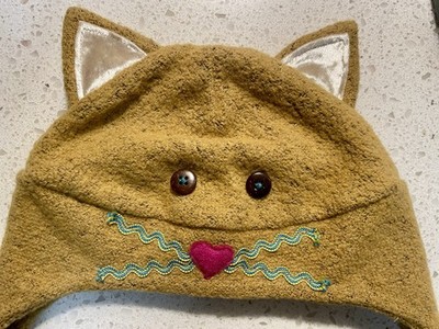 Gypsy & Lolo CAT Hat mustard, yellow Upcycled & Recycled Fabric Kids S/M, Like N