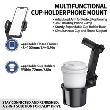 Car Cup Holder Phone Mount Expander 360  Adjustable Universal Cell Phone Stand