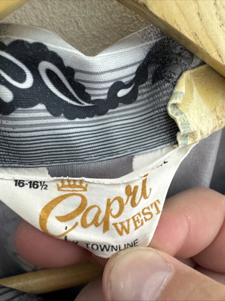 Camisa discoteca Capri West vintage años 70 estampado satinado cuello grande manga larga hombre L  Foto 4 de 4