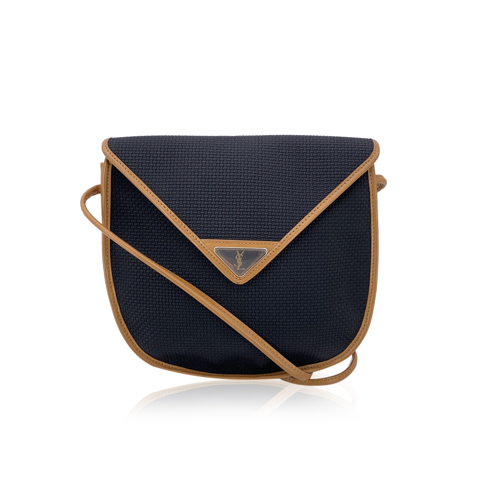 Borsa a tracolla in tela testurizzata nera Yves Saint Laurent