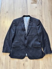 Aquascutum Mens Grey Pinstripe Wool Blazer Jacket Size 44S