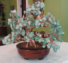 Kalifano Aventurine Bonsai Tree of Life Jade Green Nugget Gemstones 7 1/2" x 8"