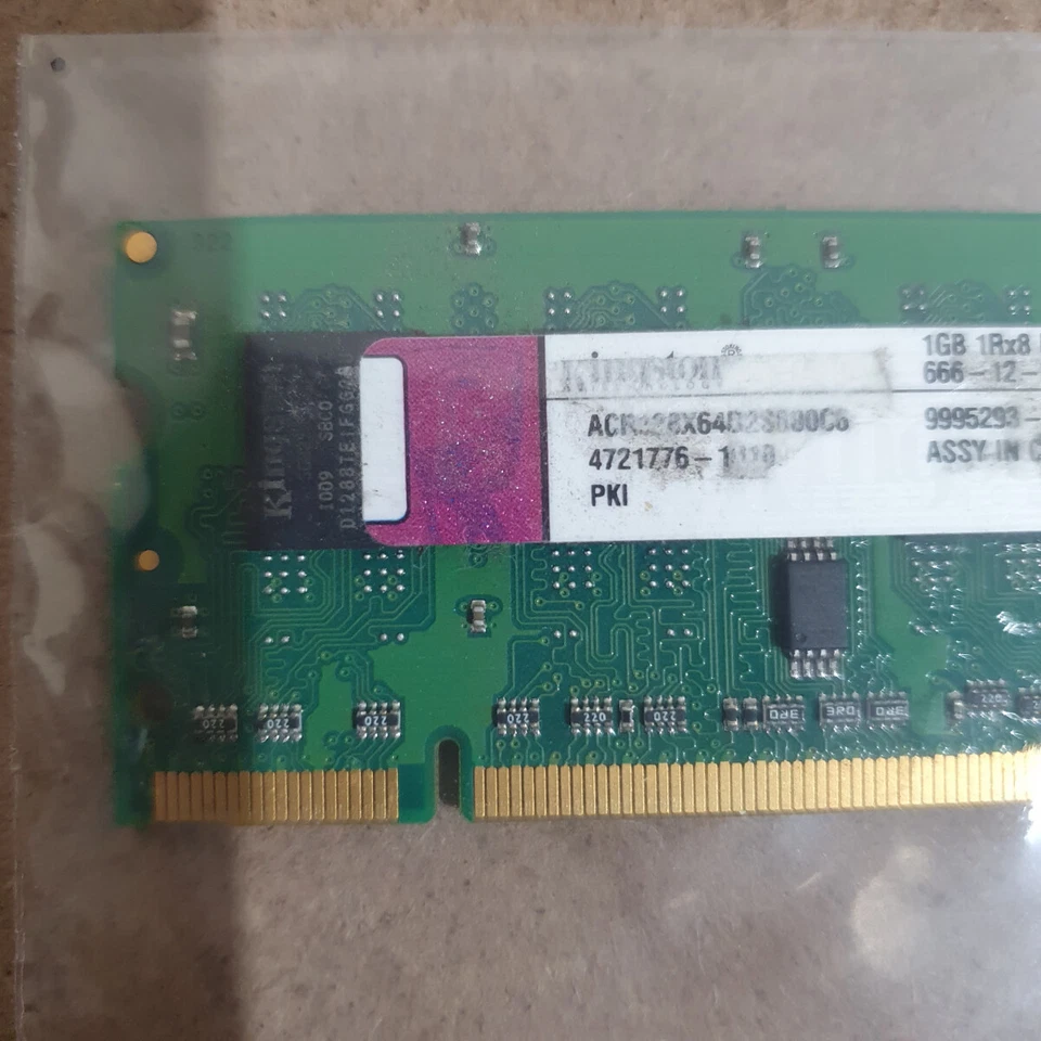 Kingston ACR128X64D2S800C6 1GB 1Rx8 PC2-6400S 800Mhz 200-Pin SO-DIMM DDR2 SDRAM - Image 2 of 4
