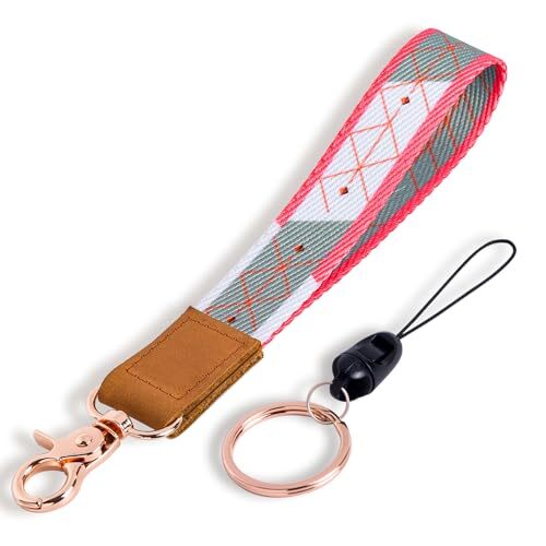 Keychain Wristlet, Wrist Lanyard for Keys, Key Chain Holder Pink
