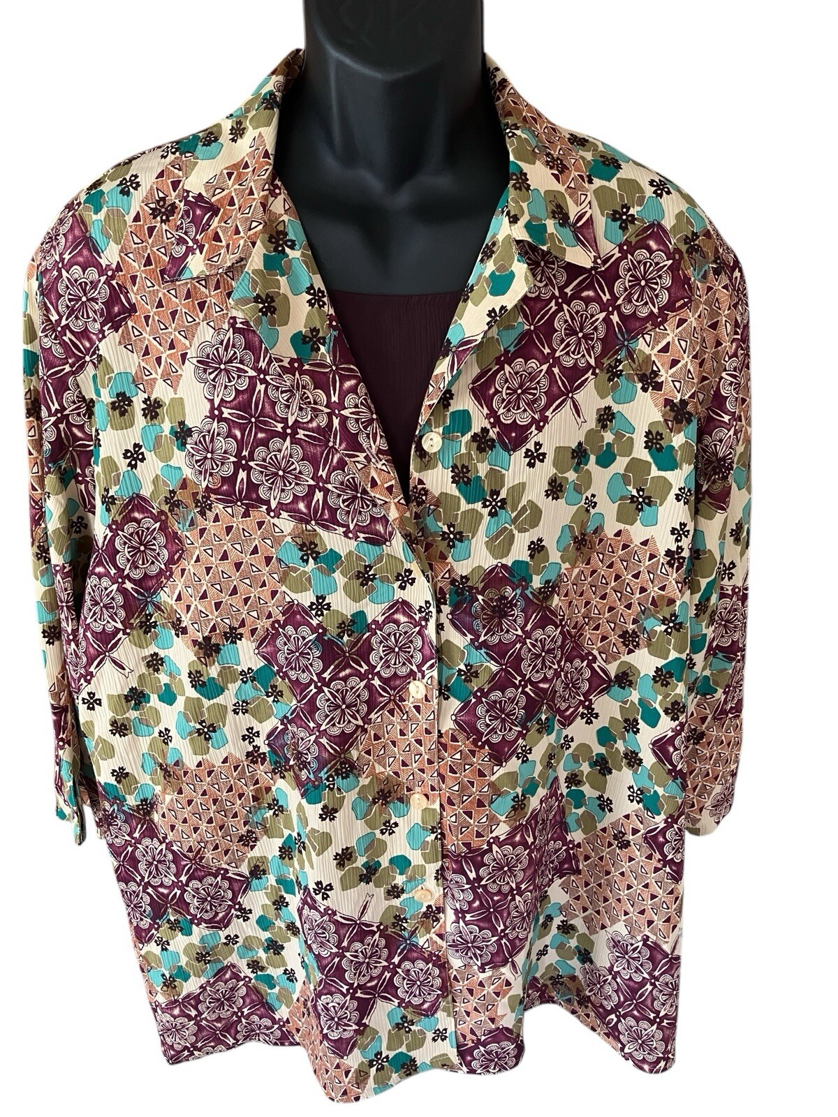 Notations Blouse Women's 3X Polyester Multicolor … - image 1