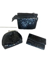 Black Sequins Bling Mini Purse Set: Change Purse, Key Holder and Wallet