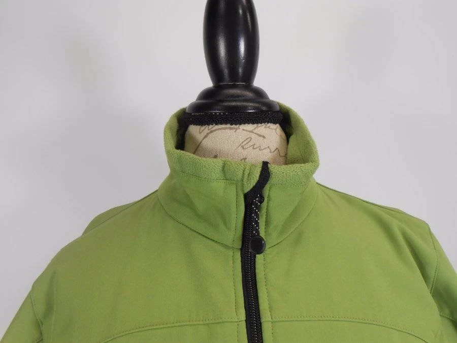 Hermosa chaqueta de esquí de manga larga con cremallera completa verde diamante negra pequeña para mujer Foto 2 de 4