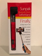 SUNPAK BLUETOOTH ZOOM SELFIE WAND FOR SMARTPHONES CAMERAS GO PRO RED NEW