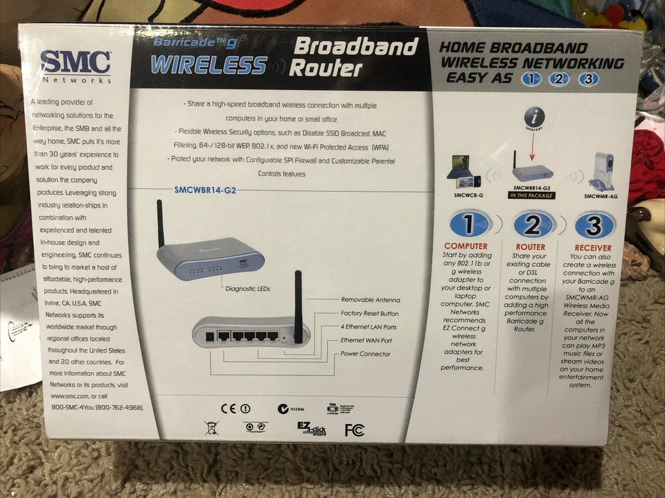 SMC Wireless 54mbps Broadband Router 802.11g Secure Wireless Connection NEW - Image 2 of 2