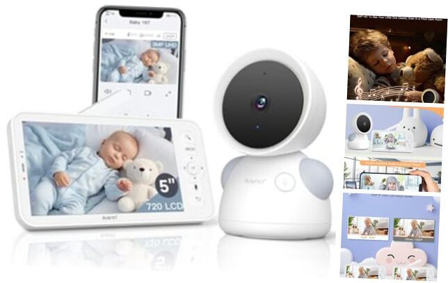 Baby Monitor WiFi 6 Smartphone App, 5-inch Wireless Display 1Cam 1 Display-image