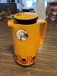 VTG MCM Coffee Carafe Dr. Zimmerman Germany Insulated Plastic Thermos Yellow Red