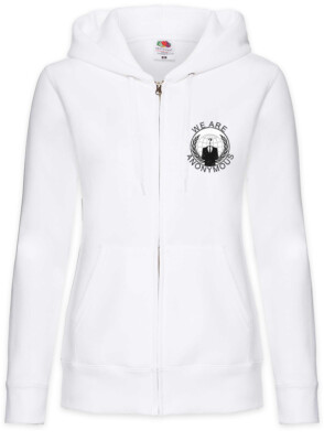 Anonymous Globe Logo Damen Zipper Hoodie We Are Guy For Fawkes V Hacker Vendetta