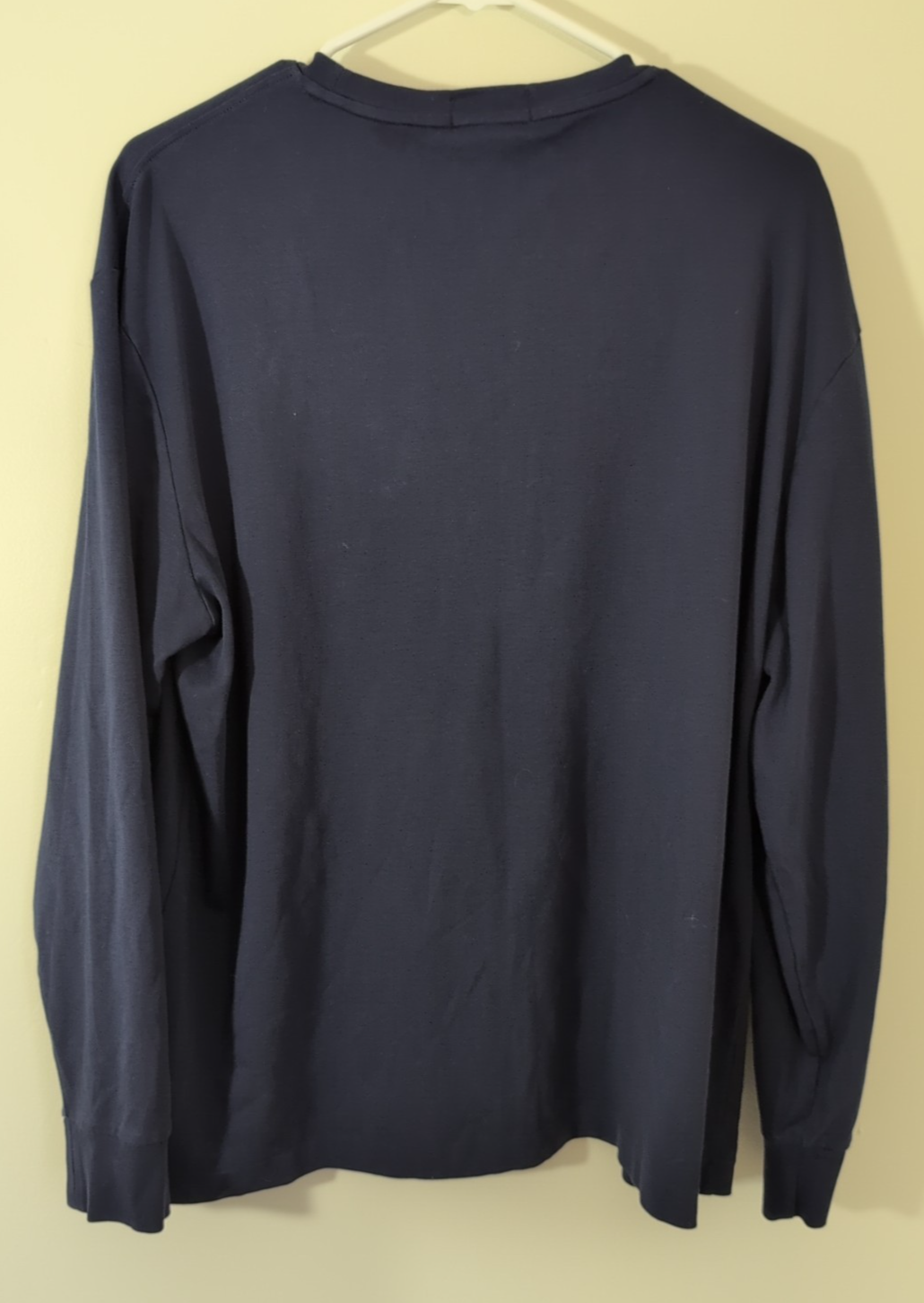 Polo Ralph Lauren blu navy girocollo maglietta taglia L manica lunga carne logo pony