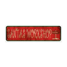 Santas Workshop Street Sign| Garage Bar Vintage Wall Décor Aluminum Metal Sign
