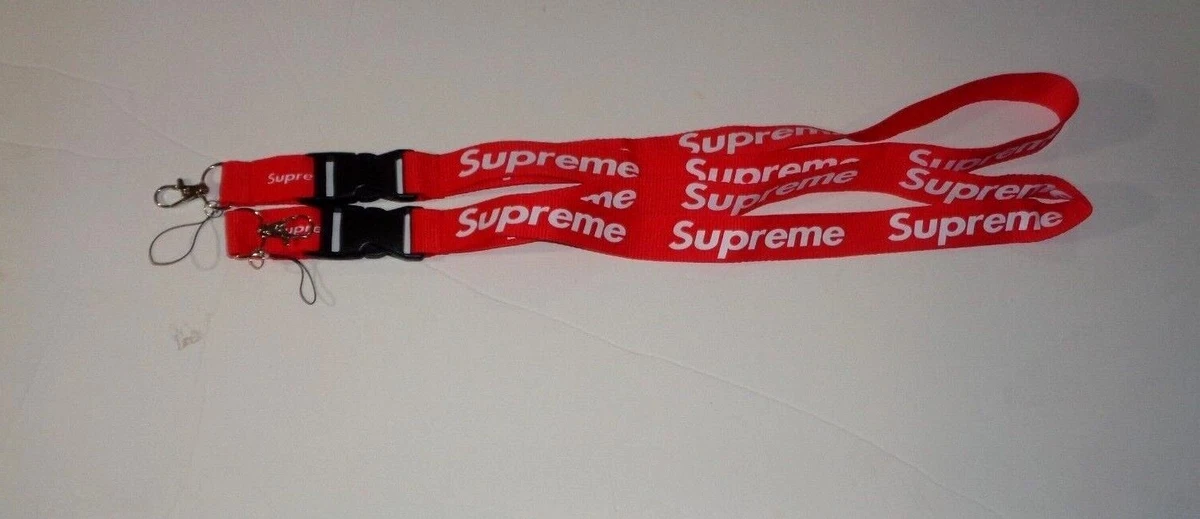 Supreme Keychain Red Canvas Lanyard Black Supreme Tag Logo for car key bag  in 2023