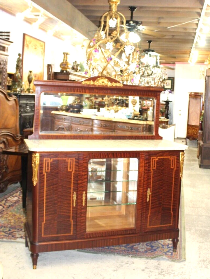 Французский сервировочный шкаф Louis XVI с мраморным верхом c1880 декоративный - Изображение 2 из 4