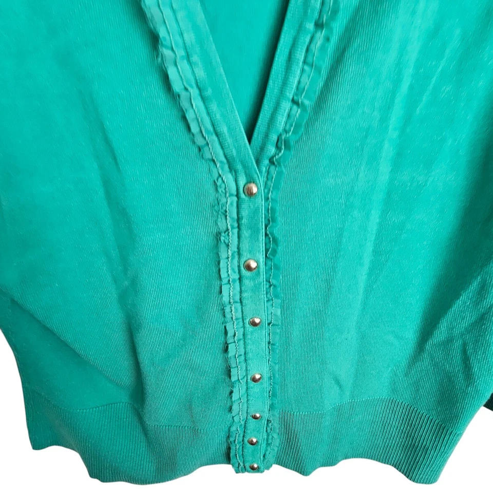 White House Black Market Sweater Knit Cardigan Women XL Green Knit Sweater Women - Image 3 of 4