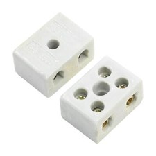 2pcs 30A 2W5H 2 Way 5 Hole Connector Porcelain Ceramic Terminal Block