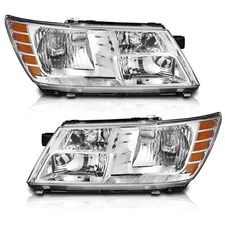 WEELMOTO For 2009-2020 Dodge Journey Headlights Pair Chrome Headlamps LH+RH