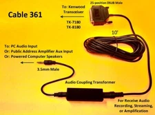 Cable 361 Kenwood TK7150 TK8150  TK7180 TK8180 Recording Adaptor Streaming Audio