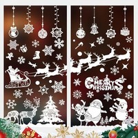 8X Weihnachts Fensterbilder Rentier Schneeflocken Pvc Selbstklebend