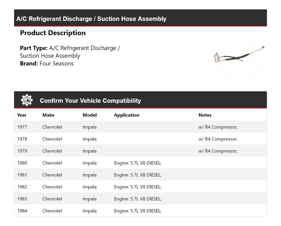 Шланг всасывающий разрядный для Chevrolet Impala 1977-84 годов выпуска в сборе 4 сезона 19 - Изображение 2 из 4