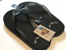 Just Married Men s Flip Flops L Honeymoon Vacation Beach Sandals Black