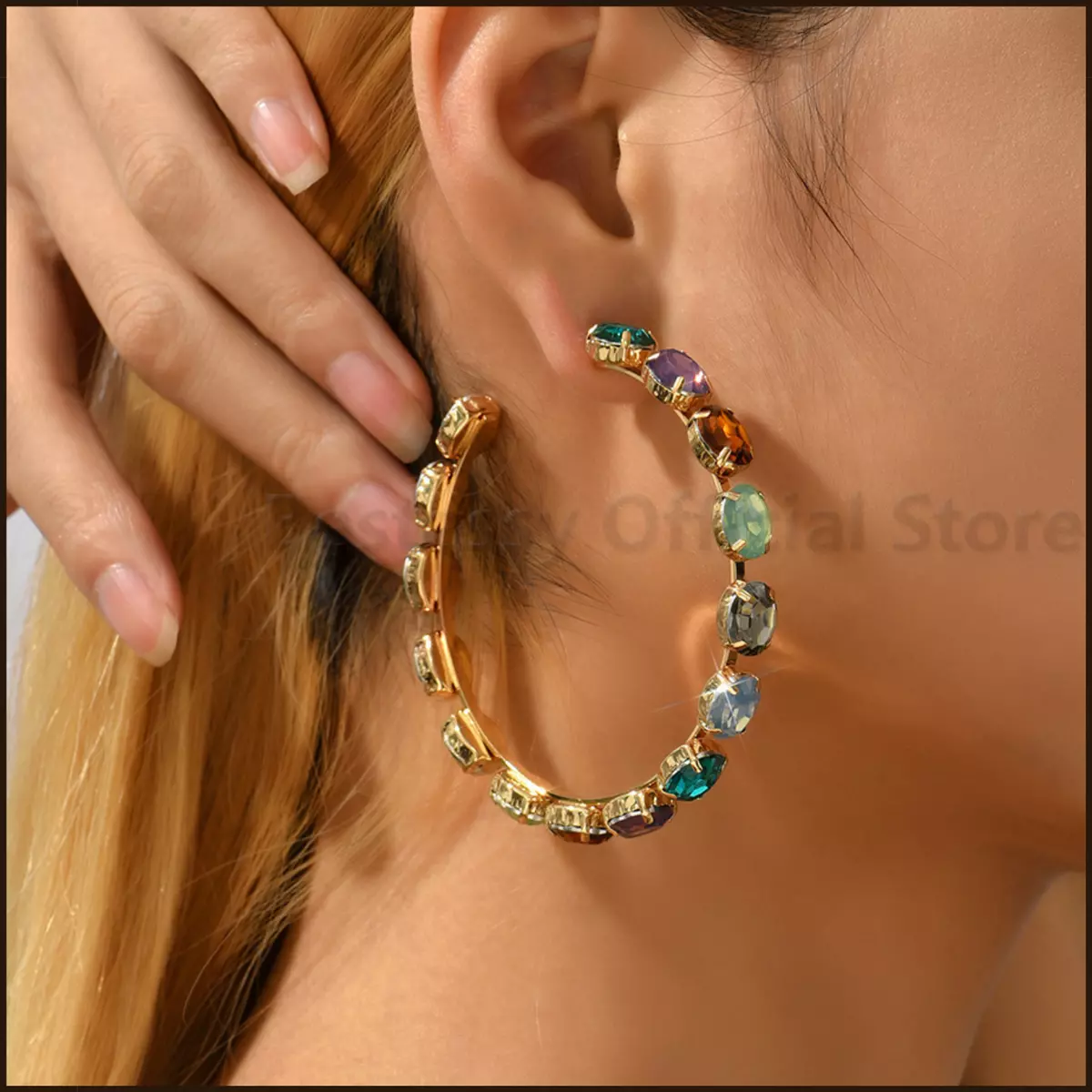 Buy Simulated Multi Gemstone and Multi Color Coral Hoop Earrings in  Goldtone at ShopLC.